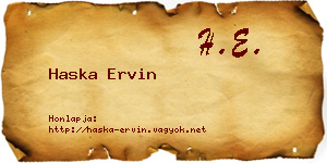 Haska Ervin névjegykártya
